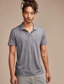 Lucky Brand venice burnout flat knit polo american navy*MEN Shirts & Tops