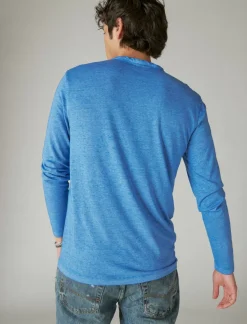 Lucky Brand venice burnout long sleeve notch neck blueberry*MEN Shirts & Tops