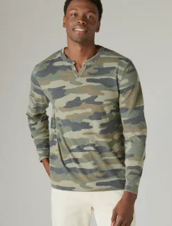 Lucky Brand venice burnout long sleeve notch neck camo (army colors)*MEN Shirts & Tops
