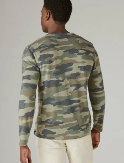 Lucky Brand venice burnout long sleeve notch neck camo (army colors)*MEN Shirts & Tops