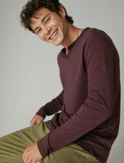 Lucky Brand venice burnout long sleeve notch neck wine tasting*MEN Shirts & Tops