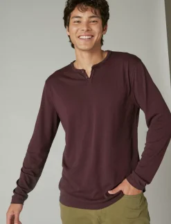 Lucky Brand venice burnout long sleeve notch neck wine tasting*MEN Shirts & Tops
