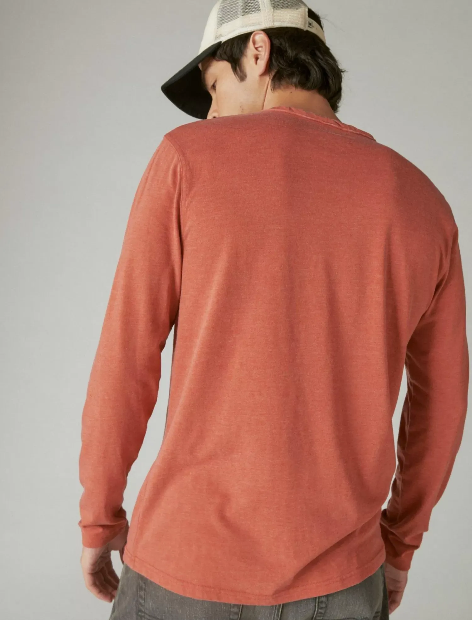 Lucky Brand venice burnout long sleeve notch neck potters clay*MEN Shirts & Tops
