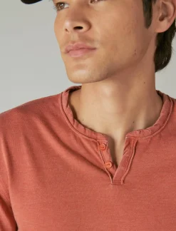 Lucky Brand venice burnout long sleeve notch neck potters clay*MEN Shirts & Tops