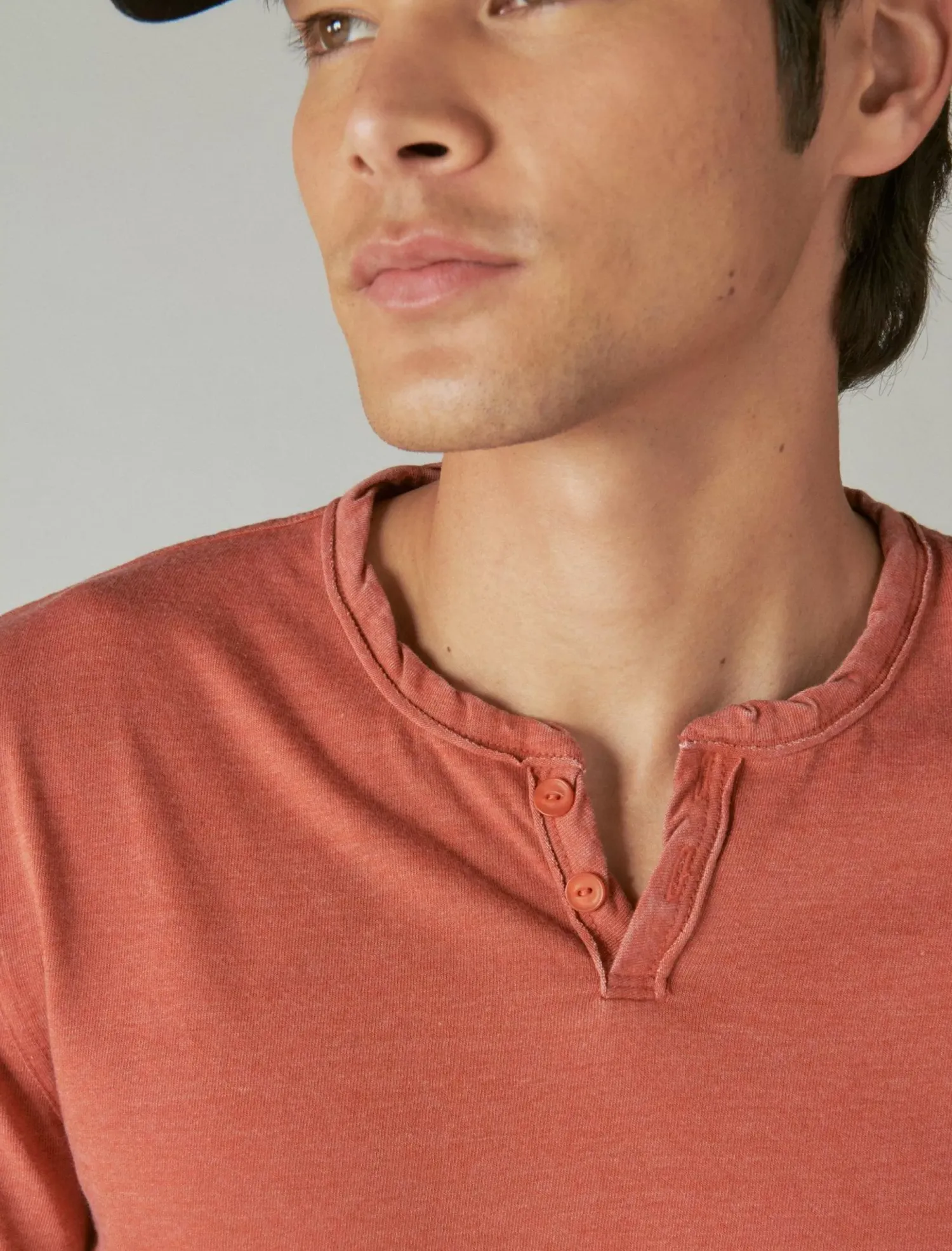 Lucky Brand venice burnout long sleeve notch neck potters clay*MEN Shirts & Tops