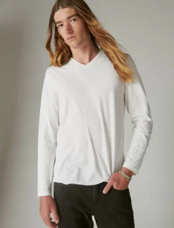 Lucky Brand venice burnout long sleeve v neck marshmallow*MEN Shirts & Tops