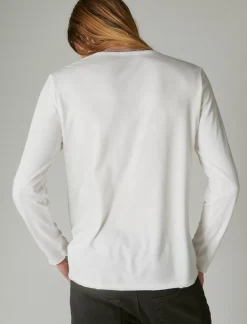 Lucky Brand venice burnout long sleeve v neck marshmallow*MEN Shirts & Tops