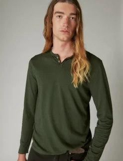 Lucky Brand venice burnout long sleeve notch neck cypress*MEN Shirts & Tops