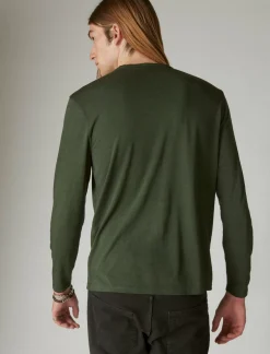 Lucky Brand venice burnout long sleeve notch neck cypress*MEN Shirts & Tops