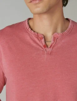 Lucky Brand venice burnout long sleeve notch neck cardinal*MEN Shirts & Tops