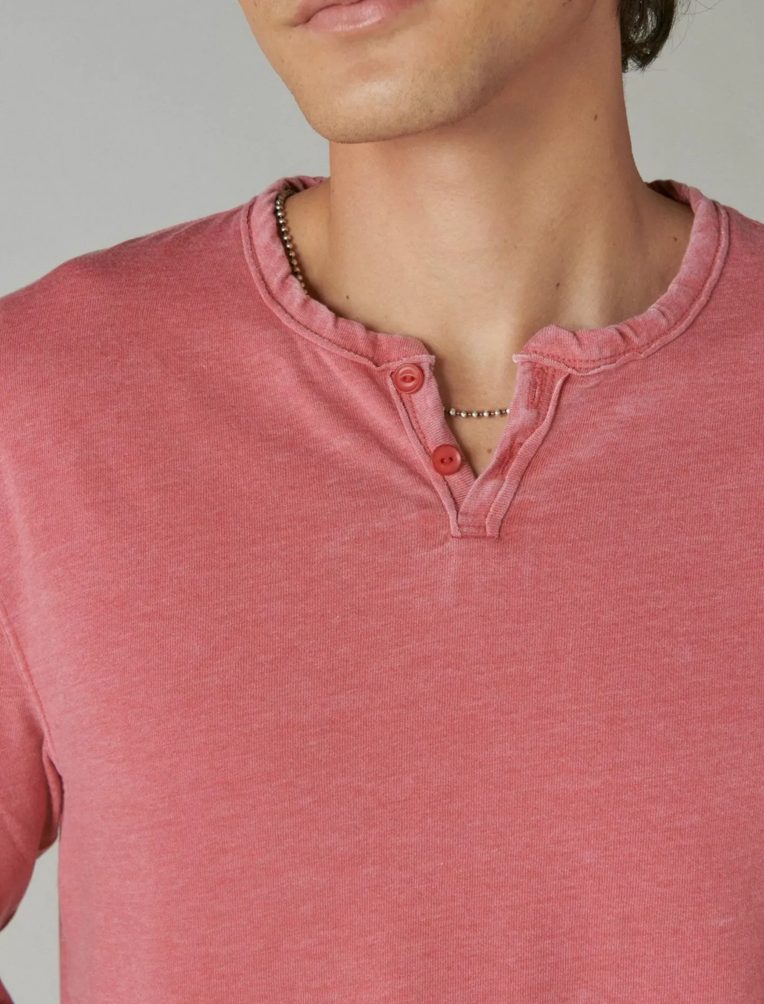 Lucky Brand venice burnout long sleeve notch neck cardinal*MEN Shirts & Tops