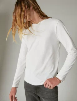 Lucky Brand venice burnout long sleeve crew neck marshmallow*MEN Shirts & Tops