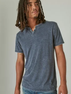 Lucky Brand venice burnout notch neck tee american navy*MEN Shirts & Tops