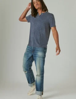 Lucky Brand venice burnout notch neck tee american navy*MEN Shirts & Tops