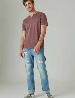 Lucky Brand venice burnout notch neck tee port royale*MEN Shirts & Tops