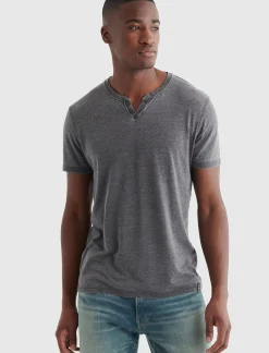 Lucky Brand venice burnout notch neck tee jet black*MEN Shirts & Tops