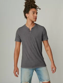Lucky Brand venice burnout notch neck tee jet black*MEN Shirts & Tops