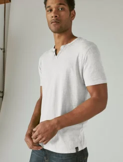 Lucky Brand venice burnout notch neck tee bright white*MEN Shirts & Tops
