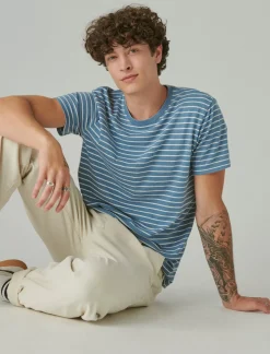 Lucky Brand venice burnout stripe crew multi*MEN Shirts & Tops