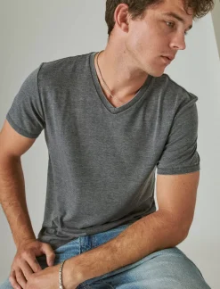 Lucky Brand venice burnout vee-neck tee jet black*MEN Shirts & Tops