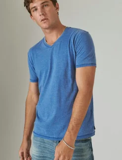 Lucky Brand venice burnout vee-neck tee monaco blue*MEN Shirts & Tops