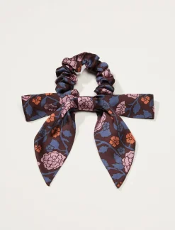 Lucky Brand vintage floral bow scrunchie dark purple*WOMEN Hair Accessories