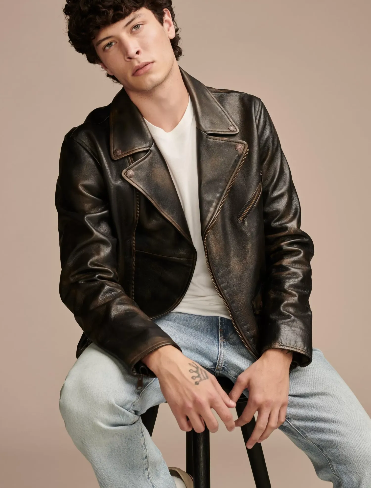 Lucky Brand vintage leather moto jacket brown/black*MEN|WOMEN Jackets & Outerwear