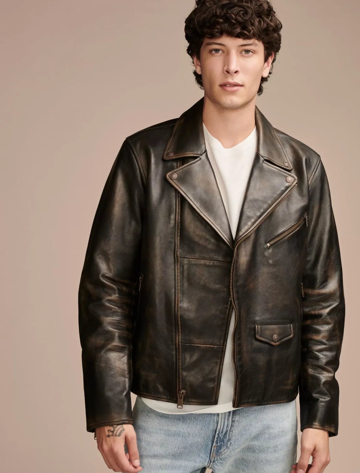 Lucky Brand vintage leather moto jacket brown/black*MEN|WOMEN Jackets & Outerwear