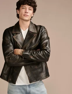 Lucky Brand vintage leather moto jacket brown/black*MEN|WOMEN Jackets & Outerwear
