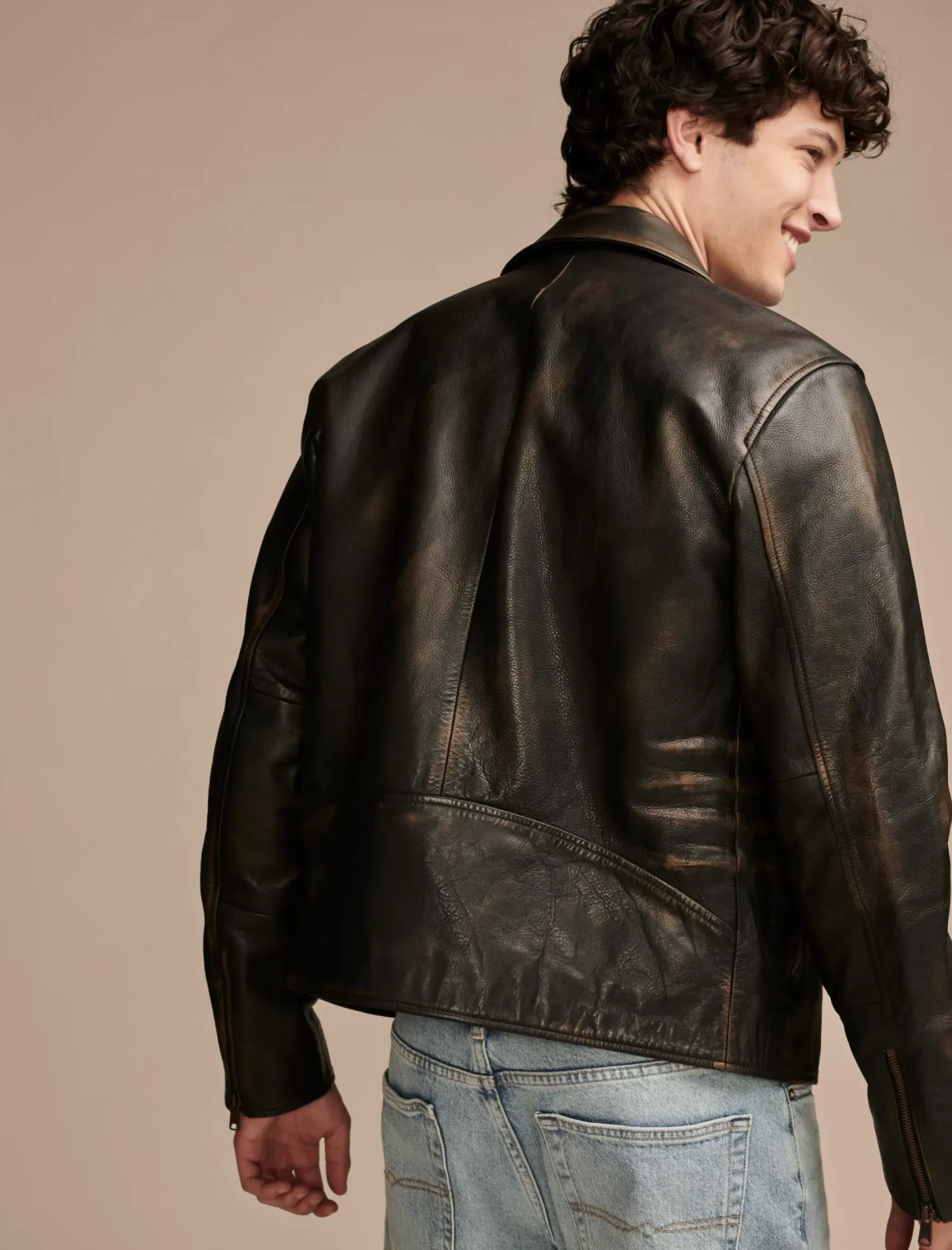 Lucky Brand vintage leather moto jacket brown/black*MEN|WOMEN Jackets & Outerwear