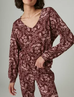 Lucky Brand v-neck printed pullover sleep set light red*WOMEN Intimates & Sleepwear