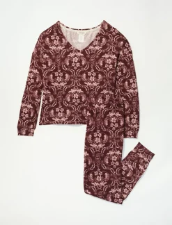 Lucky Brand v-neck printed pullover sleep set light red*WOMEN Intimates & Sleepwear