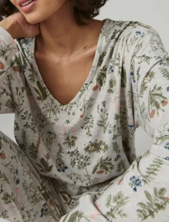 Lucky Brand v-neck printed pullover sleep set dark grey*WOMEN Intimates & Sleepwear