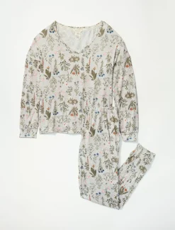 Lucky Brand v-neck printed pullover sleep set dark grey*WOMEN Intimates & Sleepwear
