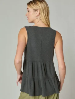 Lucky Brand waffle tunic tank jet black*WOMEN Knit Tops