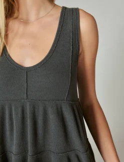 Lucky Brand waffle tunic tank jet black*WOMEN Knit Tops