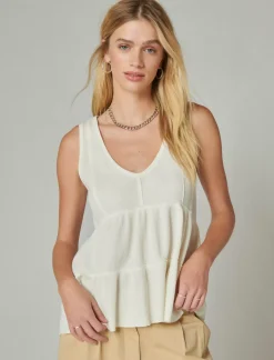 Lucky Brand waffle tunic tank tofu*WOMEN Knit Tops