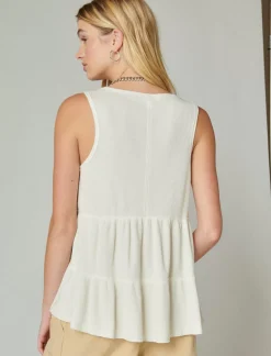 Lucky Brand waffle tunic tank tofu*WOMEN Knit Tops