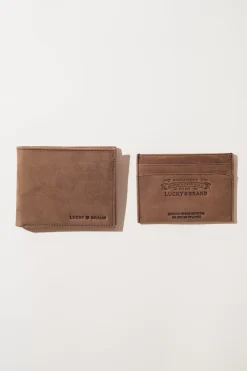 Lucky Brand wallet chain and card holder gift set dark brown*MEN Bags & Wallets