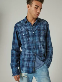 Lucky Brand washed indigo western indigo multi*MEN Button-Downs