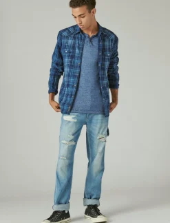 Lucky Brand washed indigo western indigo multi*MEN Button-Downs