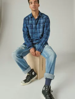 Lucky Brand washed indigo western indigo multi*MEN Button-Downs