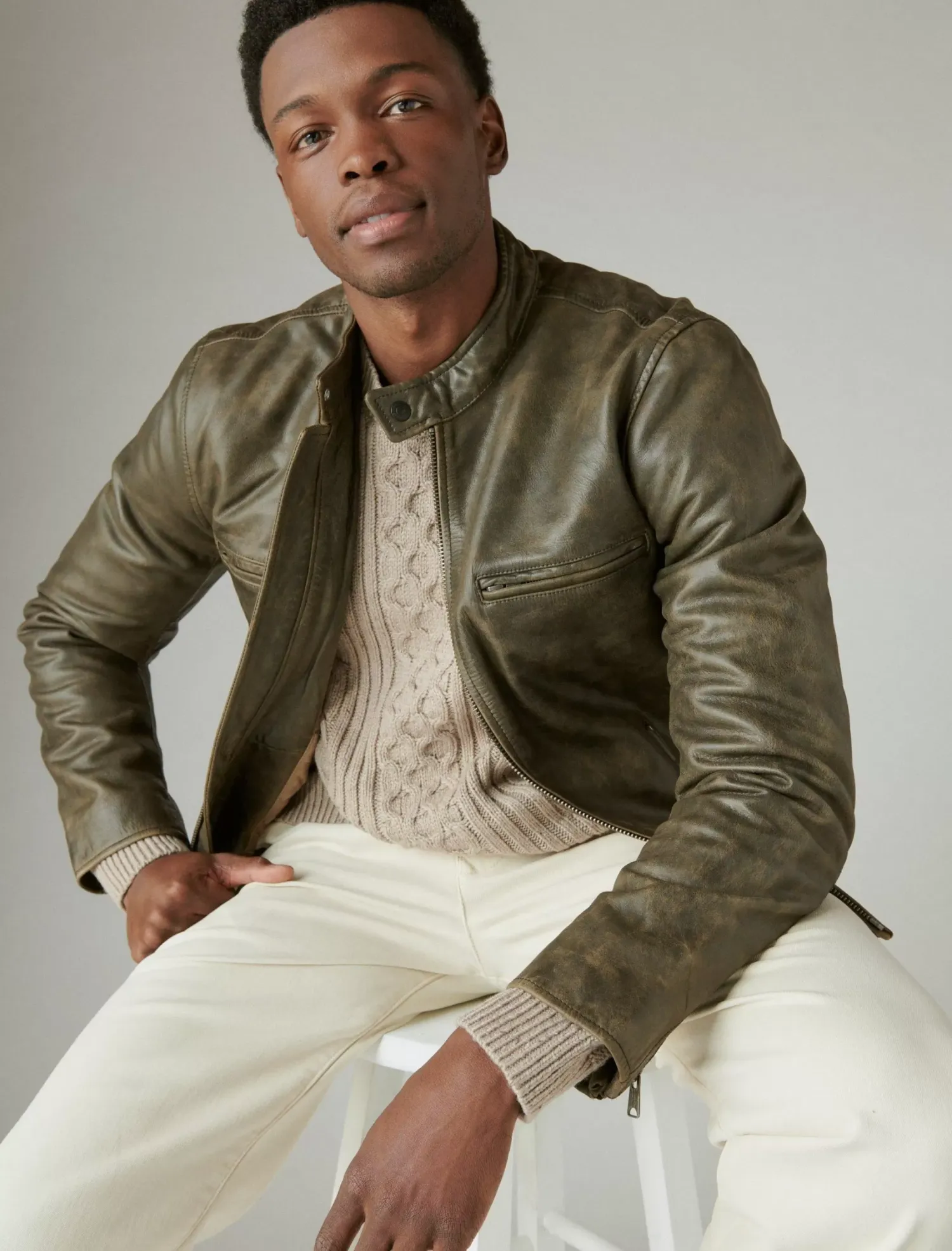 Lucky Brand washed leather bonneville jacket washed black*MEN|WOMEN Jackets & Outerwear