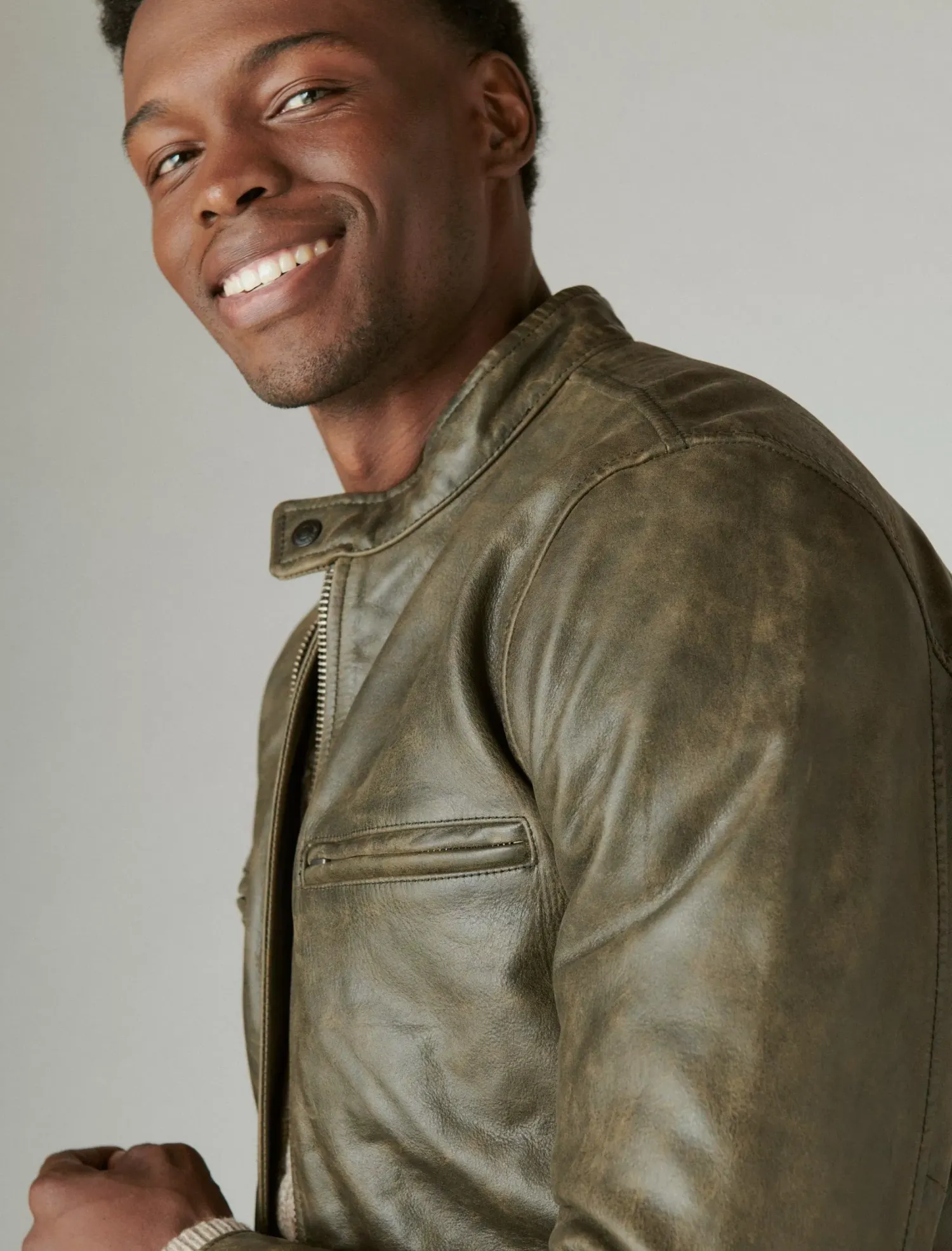 Lucky Brand washed leather bonneville jacket washed black*MEN|WOMEN Jackets & Outerwear