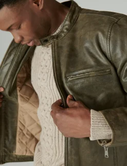 Lucky Brand washed leather bonneville jacket washed black*MEN|WOMEN Jackets & Outerwear