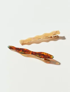 Lucky Brand wavy barrette set dark brown*WOMEN Hair Accessories