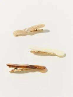 Lucky Brand wavy barrette set dark brown*WOMEN Hair Accessories