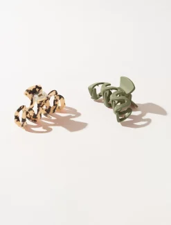 Lucky Brand wavy claw olive and tortoise set multi*WOMEN Hair Accessories