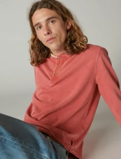 Lucky Brand weekend slub jersey long sleeve henley cardinal*MEN Shirts & Tops
