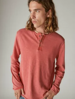 Lucky Brand weekend slub jersey long sleeve henley cardinal*MEN Shirts & Tops